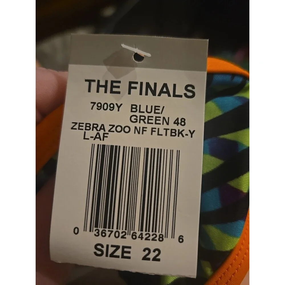 TYR The Finals Youth Girls Zebra Zoo No Foil Swimsuit Flutterback  Size 22 New